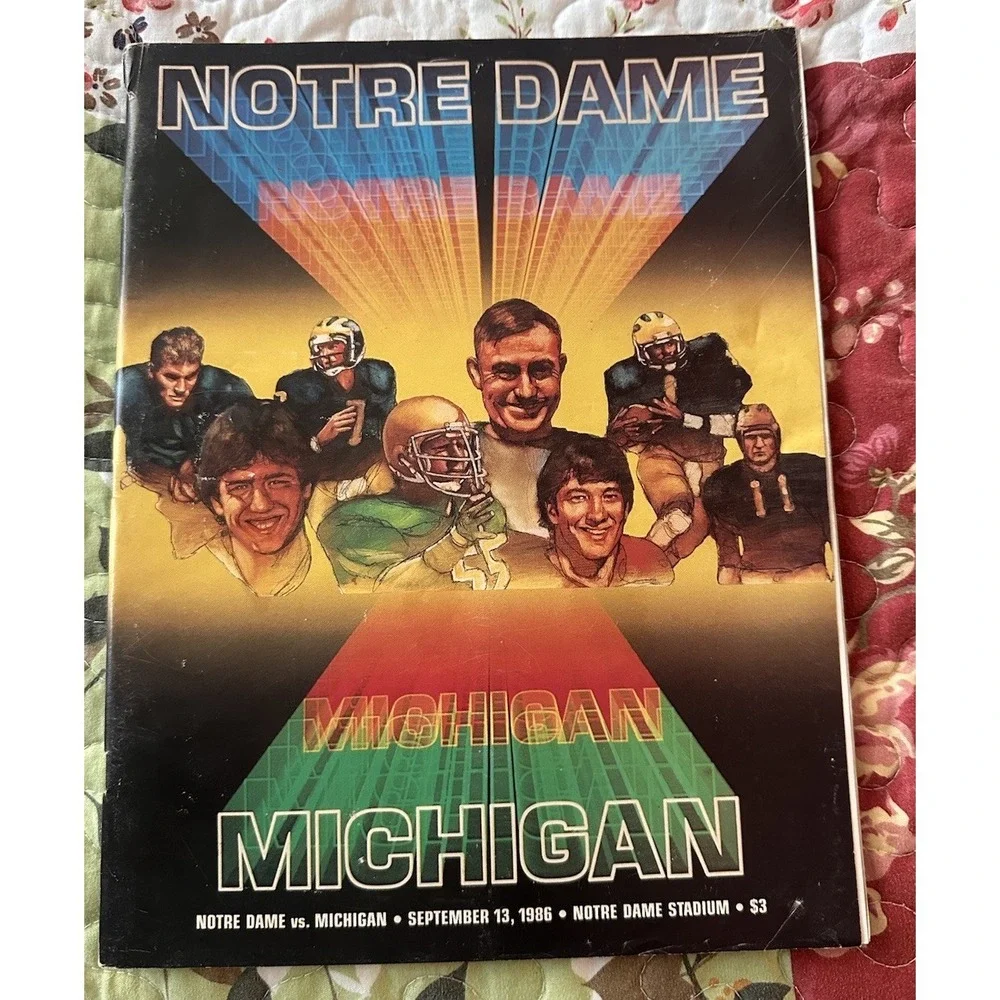 Vintage 1986 Notre Dame vs Michigan Football Program Vintage NCAA Harbaugh 156pg